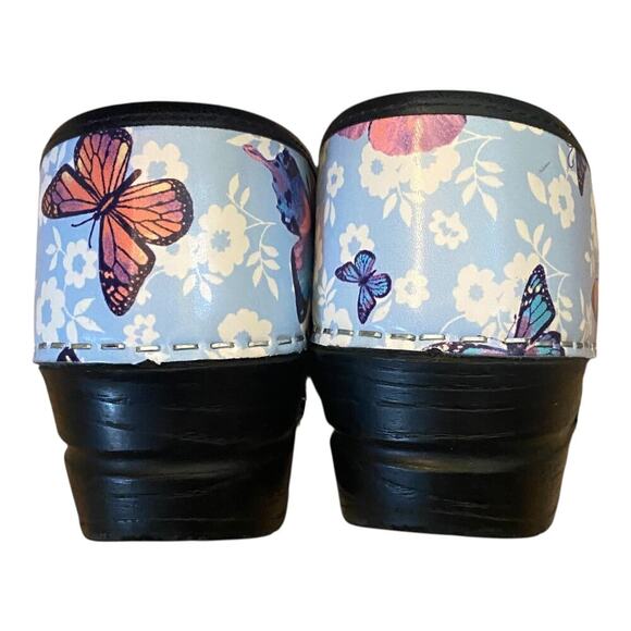 Sanita Professional Clogs EU size 35 US 4 Blue Leather Butterfly Floral Work - Picture 14 of 16